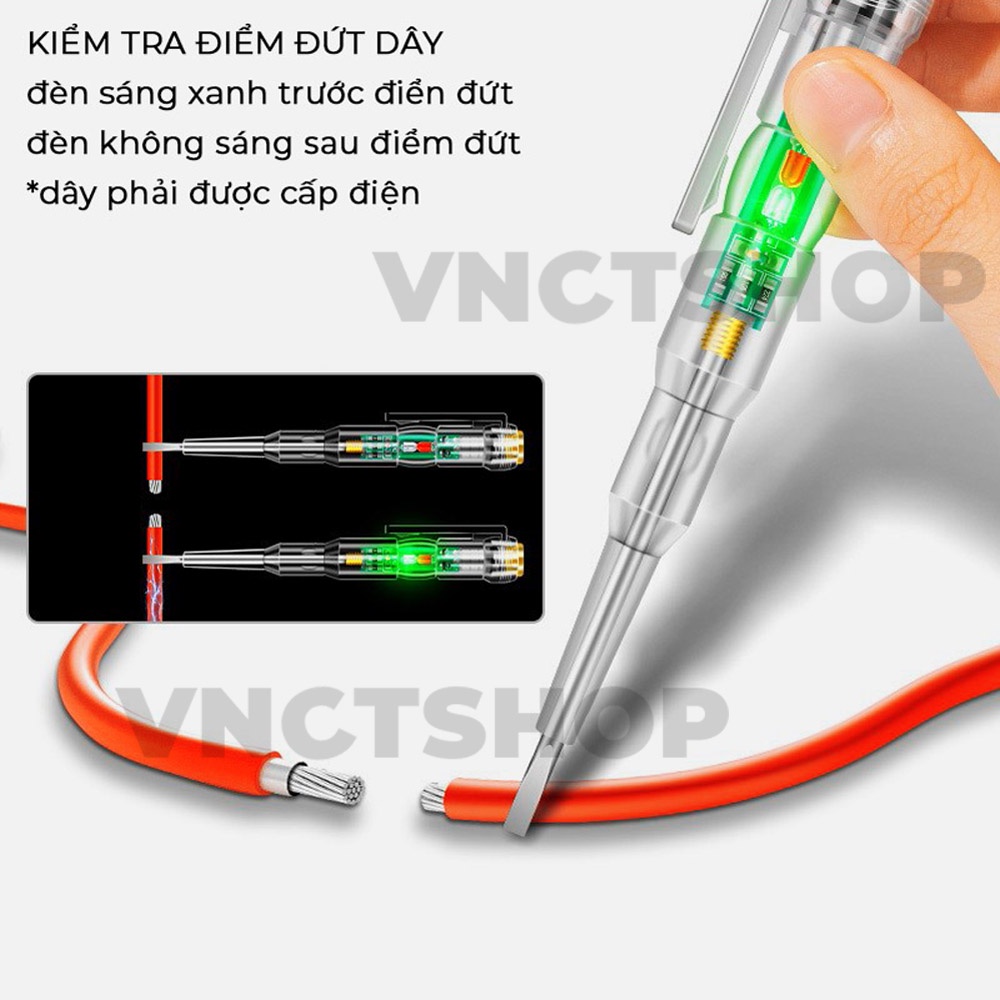 Bút thử điện thông minh cảm ứng không tiếp xúc, bút dò điện không chạm mạch dây đa năng 2 đèn led