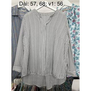 Áo sơ mi si tuyển phối trắng đen 004