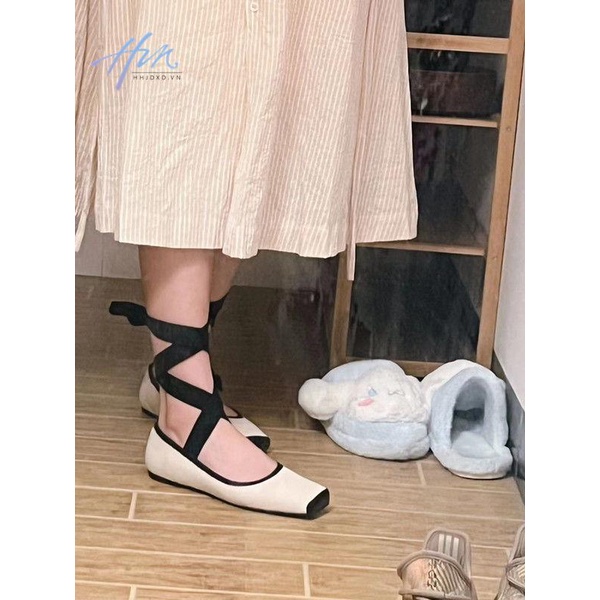 Giày Múa Ba Lê Đế Mềm Mũi Vuông Đan Dây Chéo Thời Trang Mùa Xuân 2023