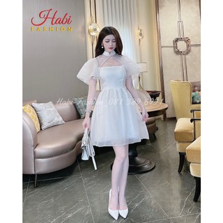 Đầm trắng xòe chất tơ đầm dự tiệc sinh nhật kỷ yếu, váy trắng công chúa xinh xỉu