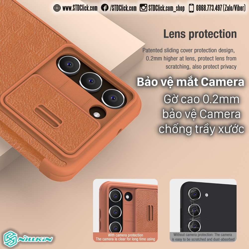 BAO DA SAMSUNG GALAXY S23 PLUS 5G  NILLKIN QIN PRO BẢO VỆ CAMERA CHÍNH HÃNG HÀNG CHUẨN