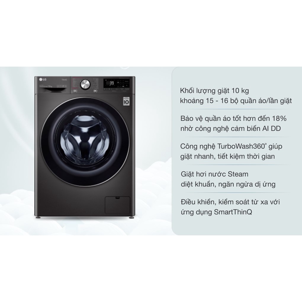 Máy giặt LG Inverter 10 kg FV1410S3B - Hàng Chính hãng