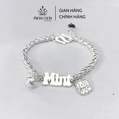 Lắc Bạc Mèo Thần Tài Khắc Tên Cho Bé Minh Canh Jewelry