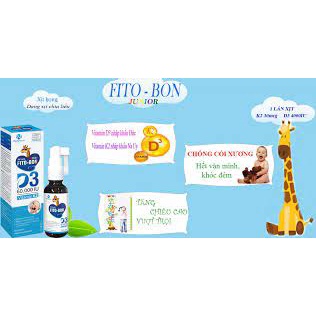 Vitamin D3 K2 dạng xịt - D3 K2 Fito Bon Junior tăng cường hấp thu canxi