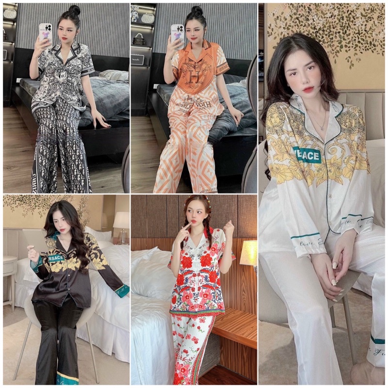 Đồ bộ Lụa xước cộc tay, dài tay cao cấp