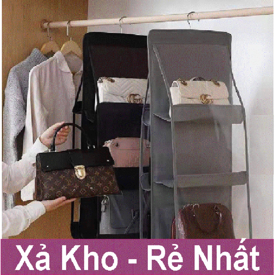 Túi treo (Rẻ - Bền - Đẹp) Túi 6 ngăn, Đựng đồ, túi xách,. Chất liệu vải lót nhựa poly trong suốt tiện dụng gọn gàng