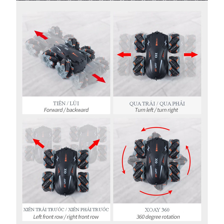 Ô tô điều khiển từ xa, Ô tô điều khiển 360 độ, Pin khỏe, có nhạc, có đèn led , Nhựa ABS siêu bền