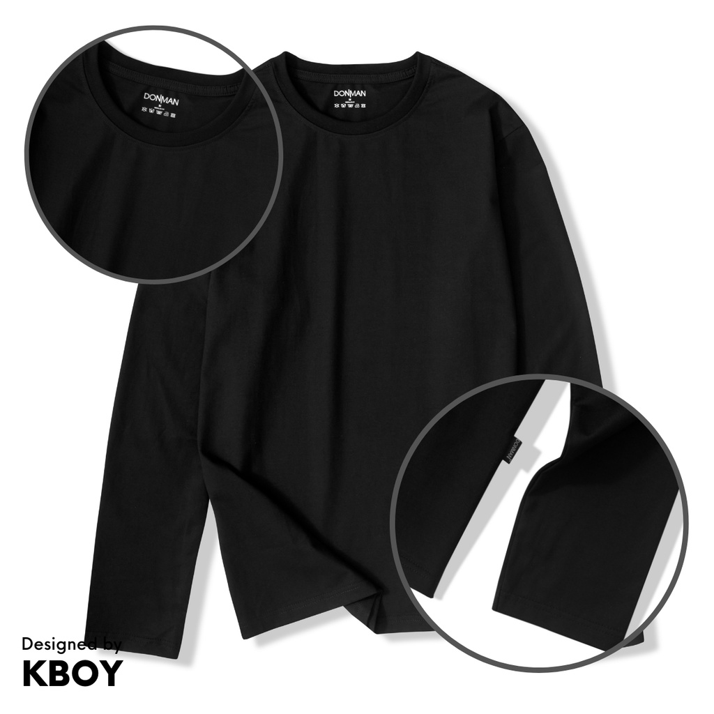 Áo Thun Tay Dài Nam  Kboy  Shop Áo Trơn Cotton Cổ Tròn 3 Màu, co giãn dáng suông, phong cách thu đông - V220