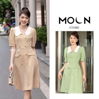 Váy nữ công sở thiết kế độc quyền MOON đầm xòe cổ đức phối cúc phong cách sang chảnh MV233