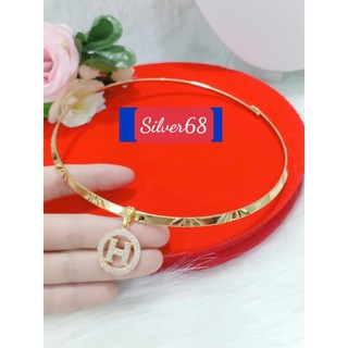 Kiềng cổ nữ mạ vàng,kiềng mặt chữ h đính đá sang chảnh silver68