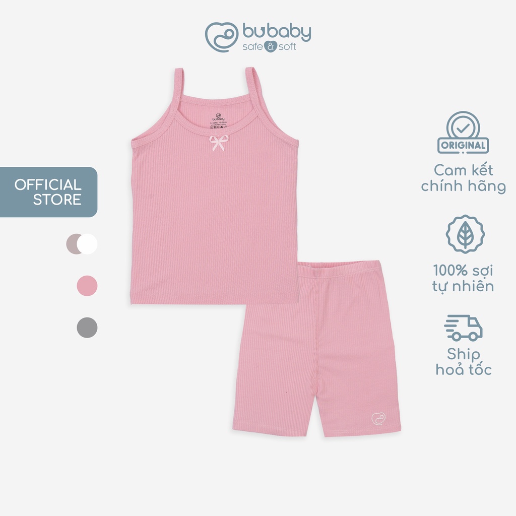 Bộ Quần Áo Hè cho bé gái, Bộ 2 Dây bé gái vải Sợi Gỗ Sồi Molist BU Baby, Bộ Cộc BU Chính Hãng BMD153102