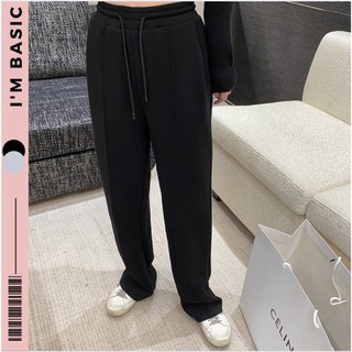 Quần Ống Rộng Nữ Màu Xám chất Nỉ Da Cá  I'M BASIC Girly Thoáng Mát Co Giãn phong cách Hàn Quốc QNX02