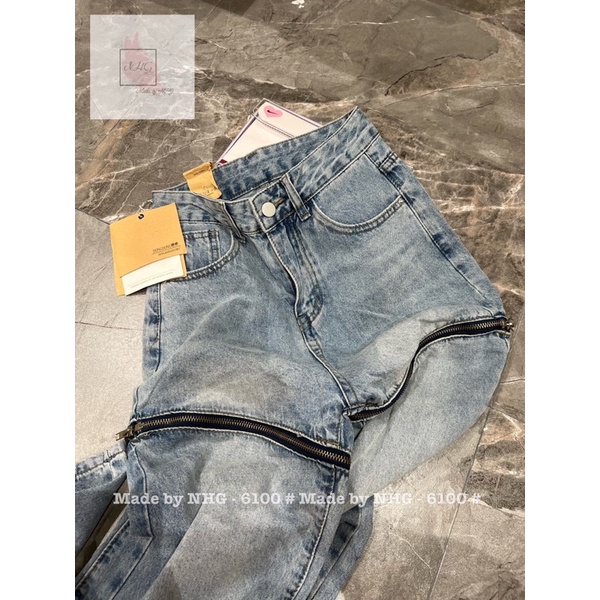 Quần jeans ống suông khoá đùi có thể tháo rời hàng QC loại 1 kèm ảnh thật cuối - hàng có sẵn