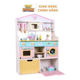 Bộ đồ chơi bếp nấu ăn gỗ cao cấp cho bé kèm tủ, cao 92cm toystore FUDAER