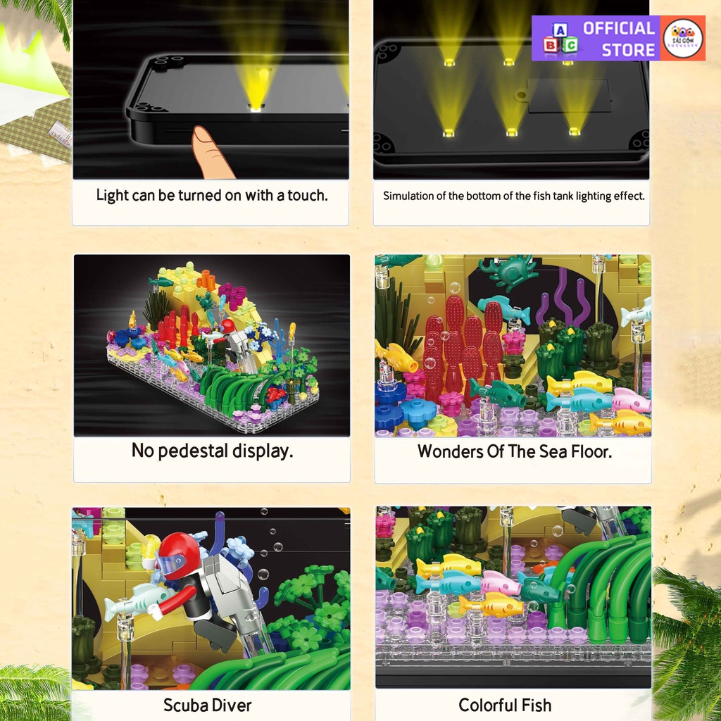 Đồ Chơi Lắp Ráp Mô Hình Trưng Bày Bể Cá Đại Dương Marvelous Oceanarium ZheGao 6101 Với 520+ PCS