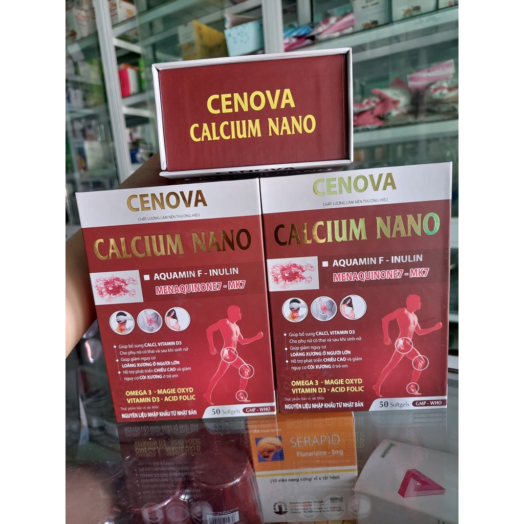 [HỘP CỨNG XỊN] Canxi nano+ vitamin D3, K2 (MK7) giúp chắc xương, phát triển chiều cao. Lọ 50 viên