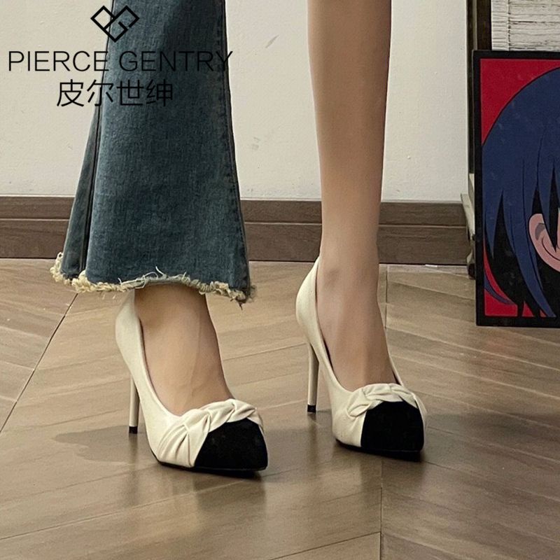 Giày cao gót 9 phân cao gót 9 phân giày cao gót nữ 9p Giày Cao Gót 9CM Mũi Nhọn Phối Màu Thời Trang Xuân Thu 2023 Phong Cách Pháp Cho Nữ