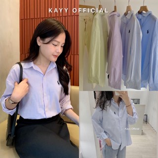 KAYY. Áo sơ mi kẻ thêu hình dài tay - Astd ( Ảnh thật )