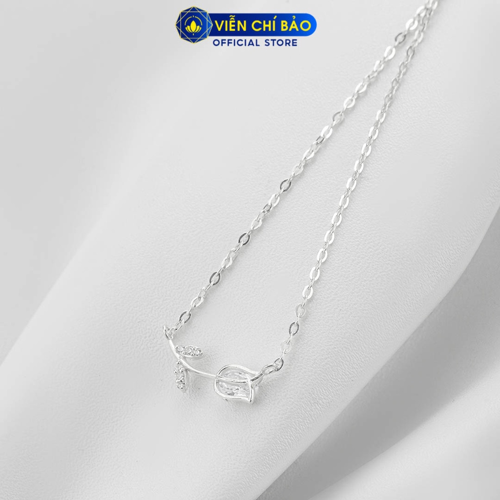 Dây chuyền bạc nữ cành hoa hồng chất liệu bạc 925 thời trang phụ kiện trang sức Viễn Chí Bảo D400400