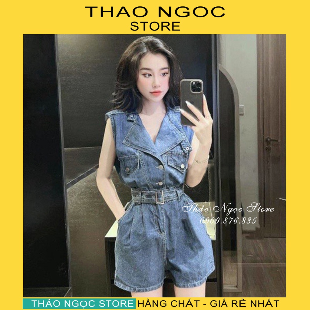 Jump short jean sát nách kèm dây đai! (hàng có sẵn, hình thật)