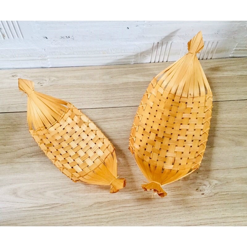 Thuyền tre decor đồ ăn, trang trí đựng oản  shop mây tre đan Anh Thư