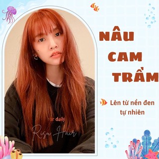 Thuốc nhuộm tóc màu nâu cam trầm, lên từ nền đen tự nhiên, không tẩy - risu hair.