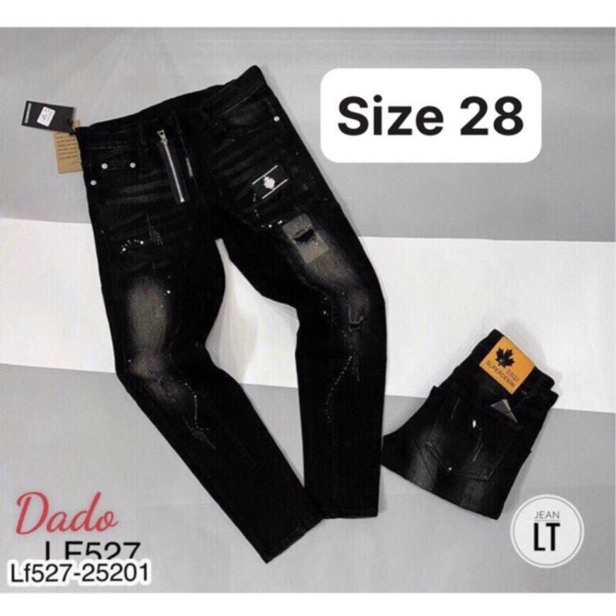 Quần jean nam màu đen kiểu rách vẩy sơn kiểu dáng mới, Quần dài jean nam co dãn chất vải denim faystore M527