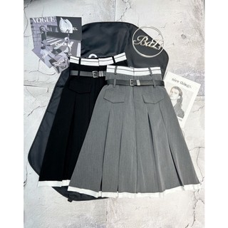 Chân váy midi dáng dài kèm belt