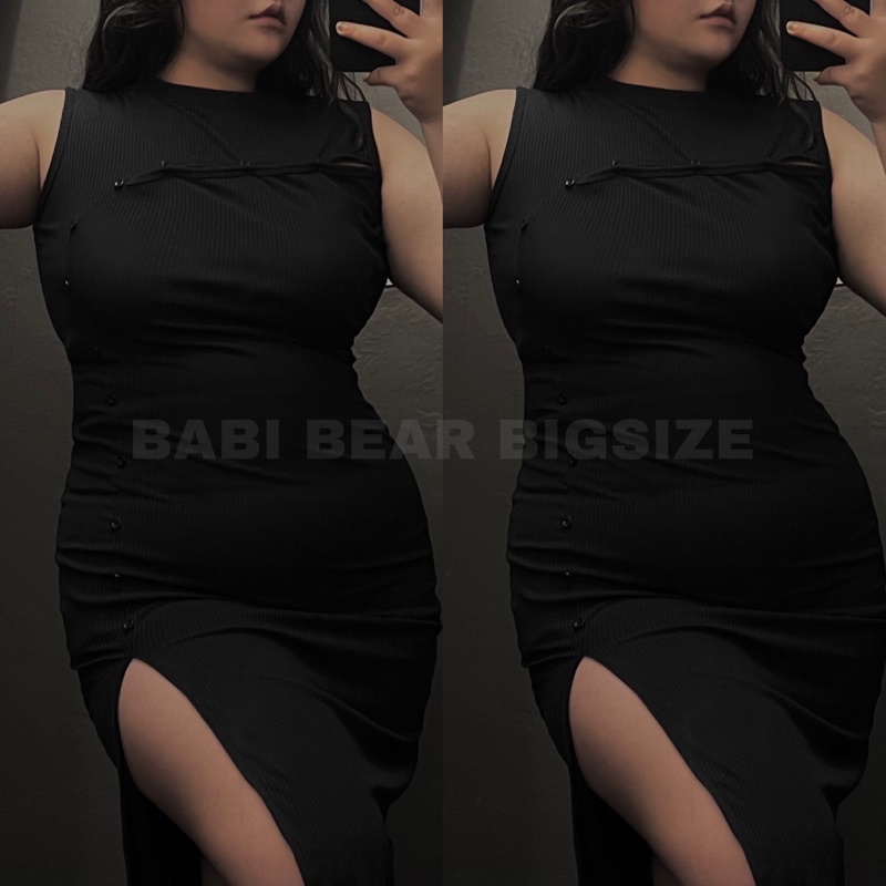 ĐẦM DÁNG SƯỜN XÁM XẺ ĐÙI VẢI THUN GÂN SIÊU TÔN DA BIGSIZE 60-90KG