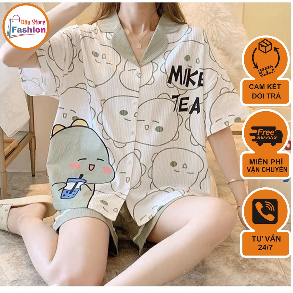 Bộ đùi bầu mặc nhà thời trang mới nhất -( Đùi Gân - Cổ PIJAMA )- Chất liệu Gân Cotton cao cấp-Có thun chỉnh bụng