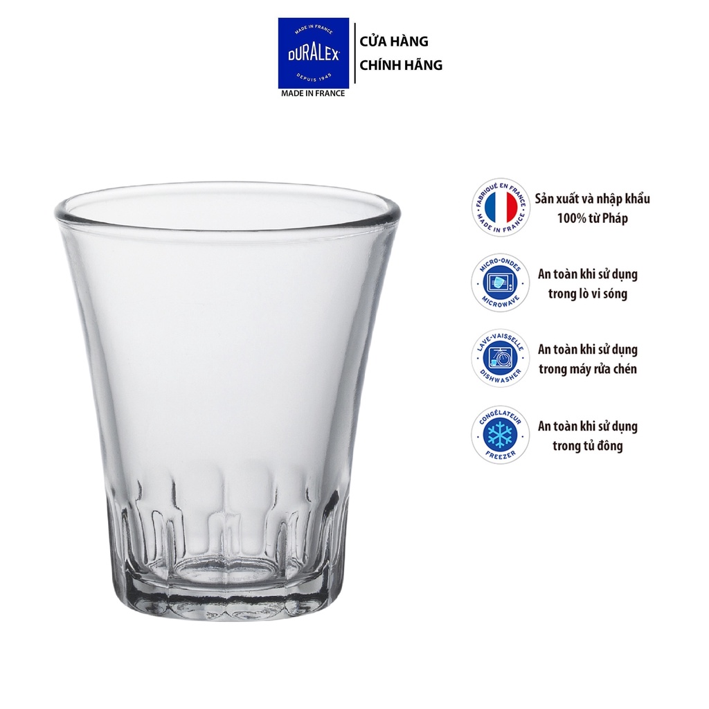 Bộ 6 ly D1002A Duralex - Amalfi trong Clear 90ml Thủy tinh cường lực cao cấp Pháp [Chính Hãng]