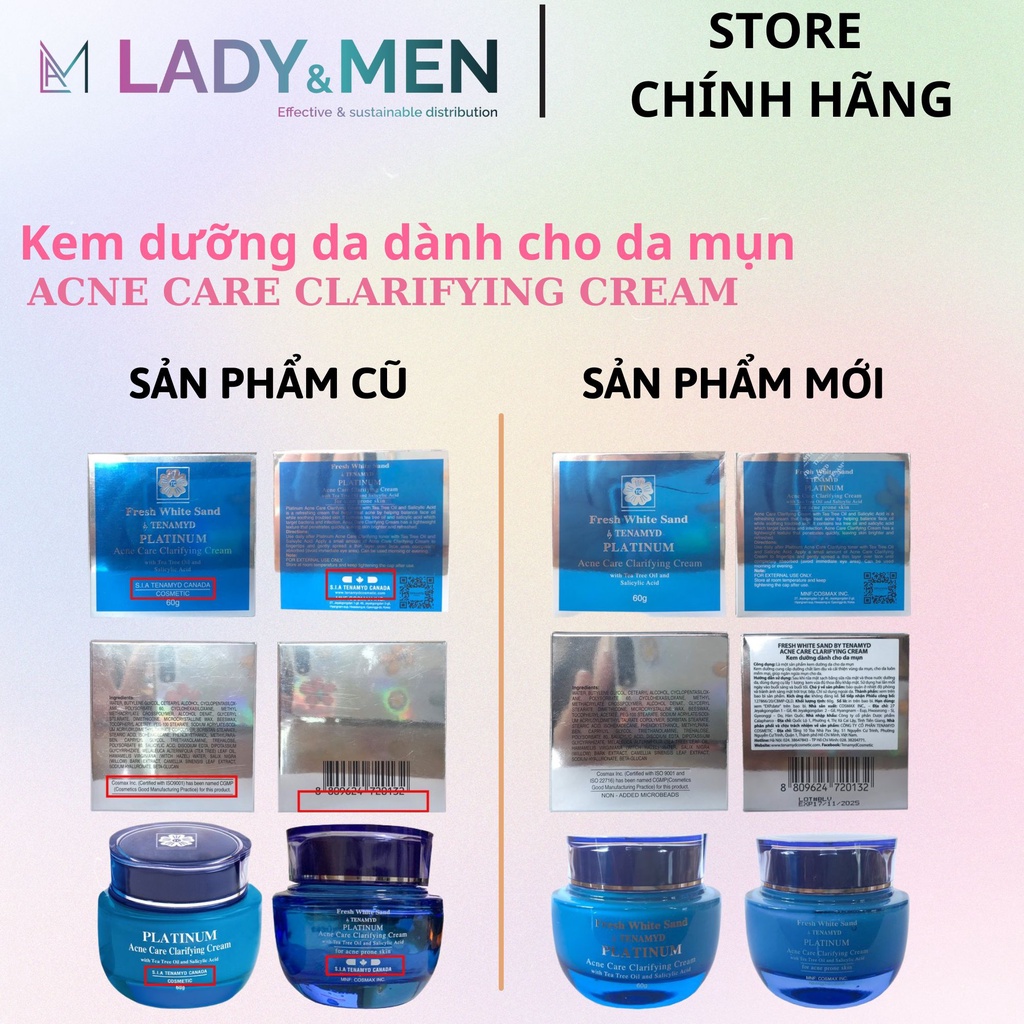 Kem dưỡng Tenamyd Platinum Acne Care Clarifying Cream 60g dành cho da mụn - Hàng chính hãng - Lady & Men Viet Nam