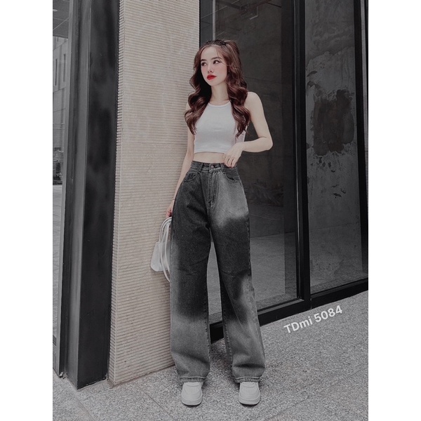 Quần Jeans nữ loang ống xuông lưng cao độc lạ cá tính