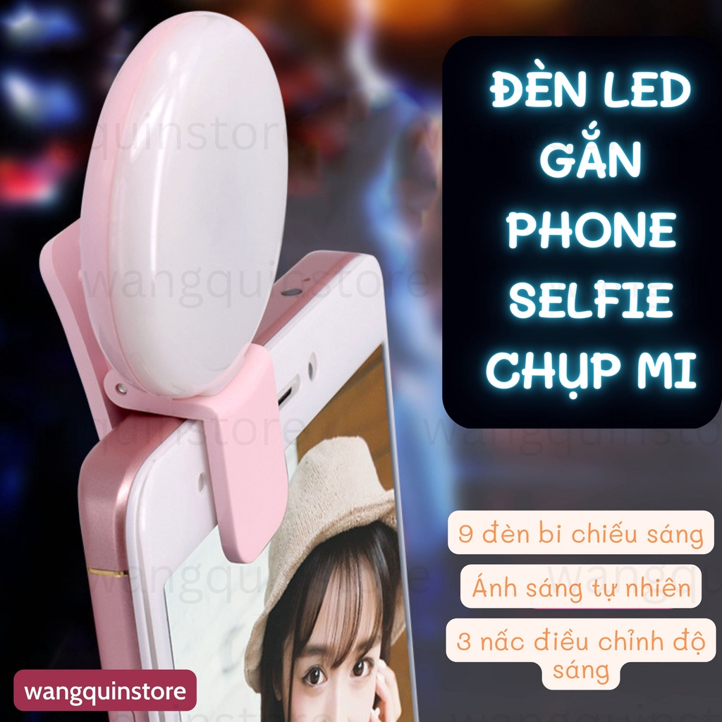 Đèn LED mini Kẹp Điện Thoại selfie chụp mi 3 chế độ sáng, sạc USB nhỏ gọn siêu tiện lợi chụp selfie chụp mi eyelash