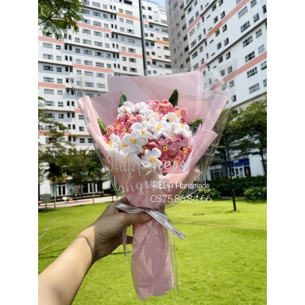 HOA LƯU LY bằng len Handmade hoa Forget-me-not siêu xinh tặng sinh nhật lễ 14/2, 8/3, 20/10 người yêu