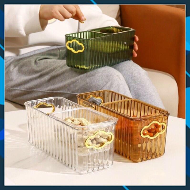 Khay Đựng Đồ Ăn Vặt 2 Tầng, Rổ Đựng Trái Cây Có Lỗ Thoát Nước Tiện Lợi