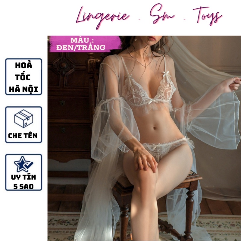 ME8496 - Nội Y Ren Kèm Choàng Voan Mỏng Gợi Cảm - Đồ Lót Ngủ Sexy