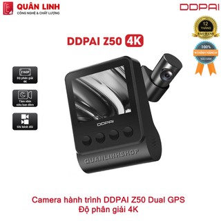 Camera hành trình DDPAI Z50 độ phân giải 4K, tích hợp GPS, kèm cam sau, phiên bản quốc tế