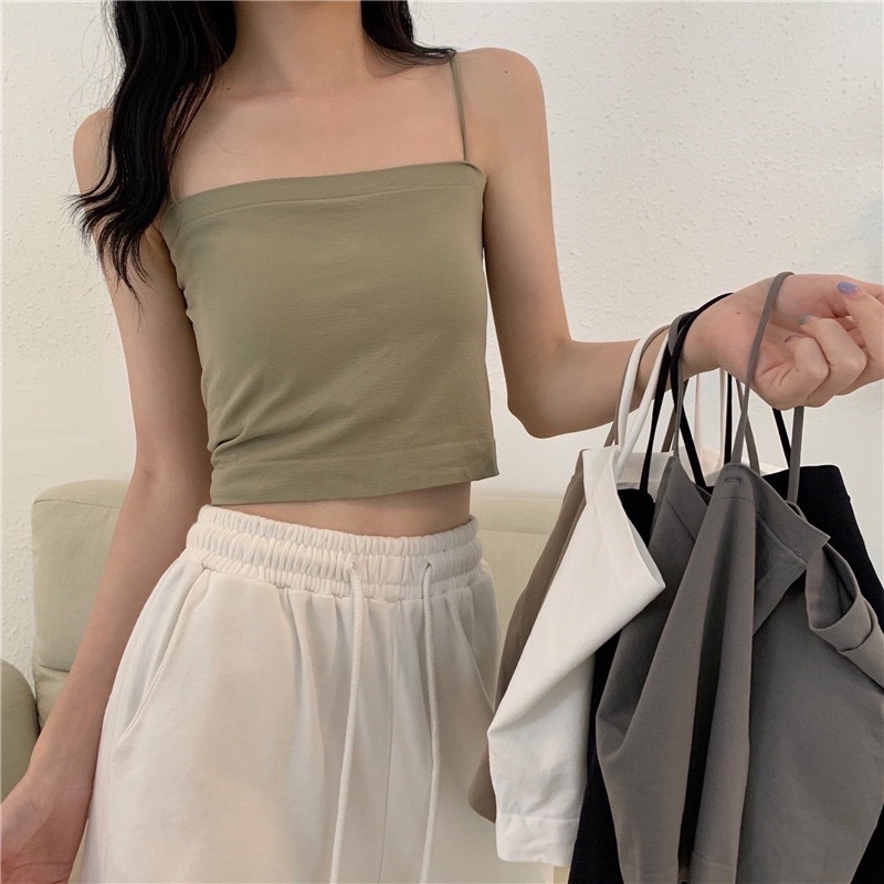 áo hai dây 2 lớp kèm mút sẵn, cotton mặc trong vest, blazer, cardigan, sơmi....