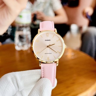 Đồng hồ kim nữ dây da casio ltp vt01gl 4b
