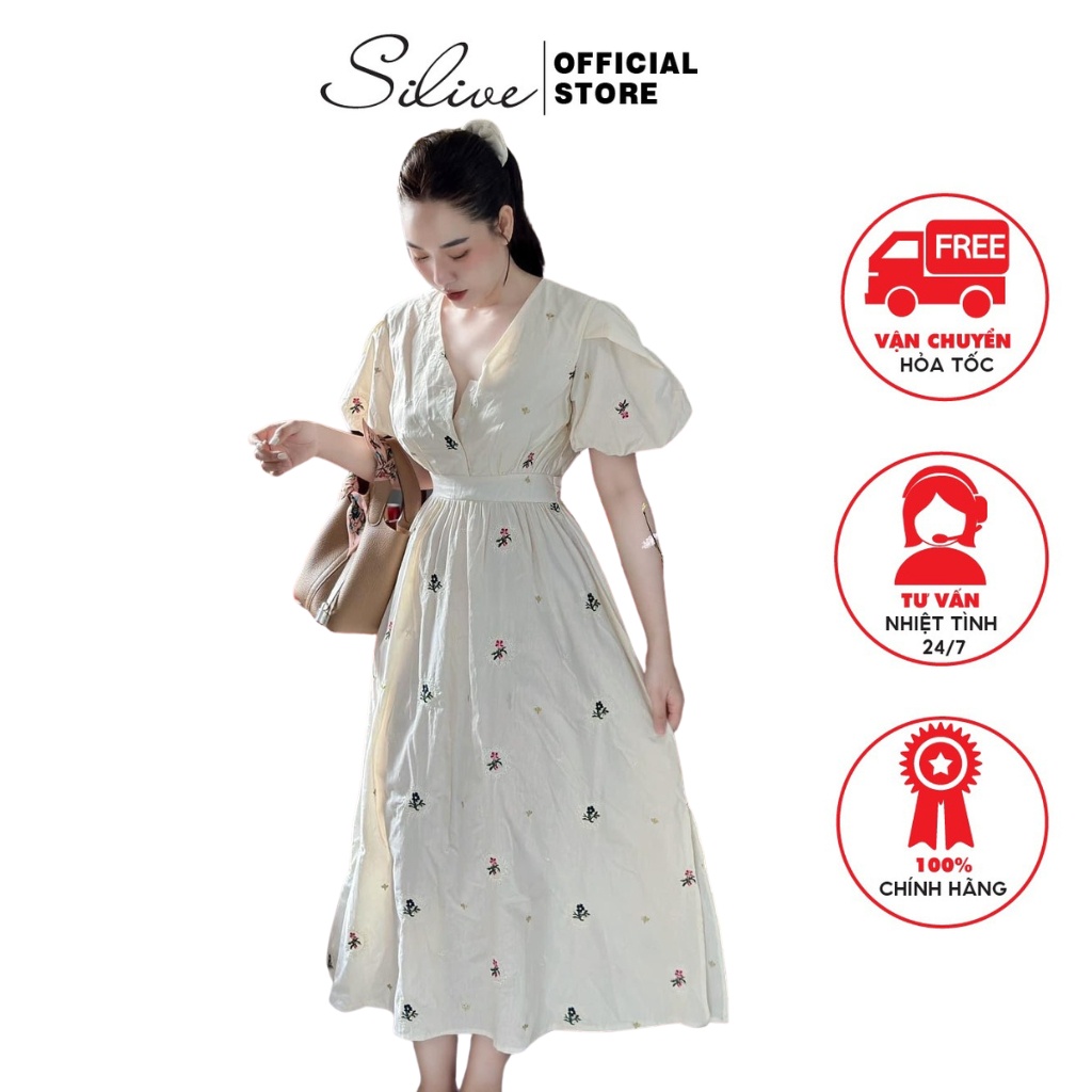 Váy Hoa nhí Glandie chất thô, thắt nơ sau Lưng.