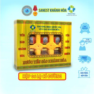 [Hộp quà tặng 6 lọ] Nước Yến Sào Khánh Hòa Sanest Lọ 70ml có đường