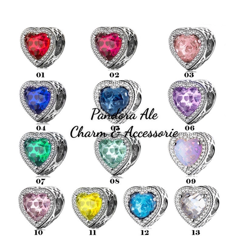 PAN ALE CHARM TIM ĐÍNH ĐÁ LỚN VIỀN TRẮNG NHIỀU MÀU