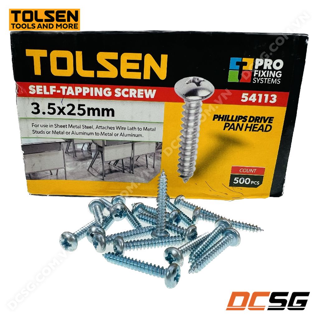 Ốc vít đầu tròn bề mặt mạ kẽm 3.5-4.8mm Tolsen (bán lẻ theo gói) | DCSG