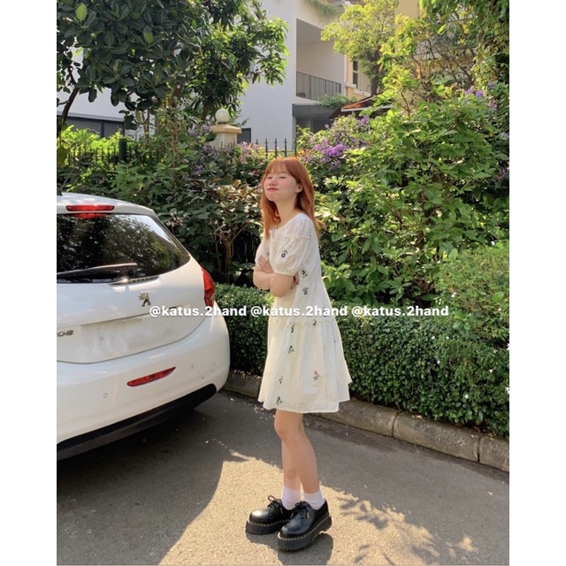 Váy Đầm Nữ Babydoll Hoa Nhí Dáng Xoè-Váy Babydoll Thô Quảng Châu Ngắn Tay