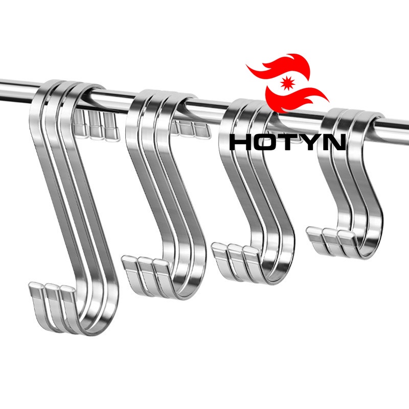 COMBO 3 Móc chữ S inox 304, tăng chiều rộng và độ dày móc, thích hợp treo đồ dùng nhà bếp, áo khoác, ....