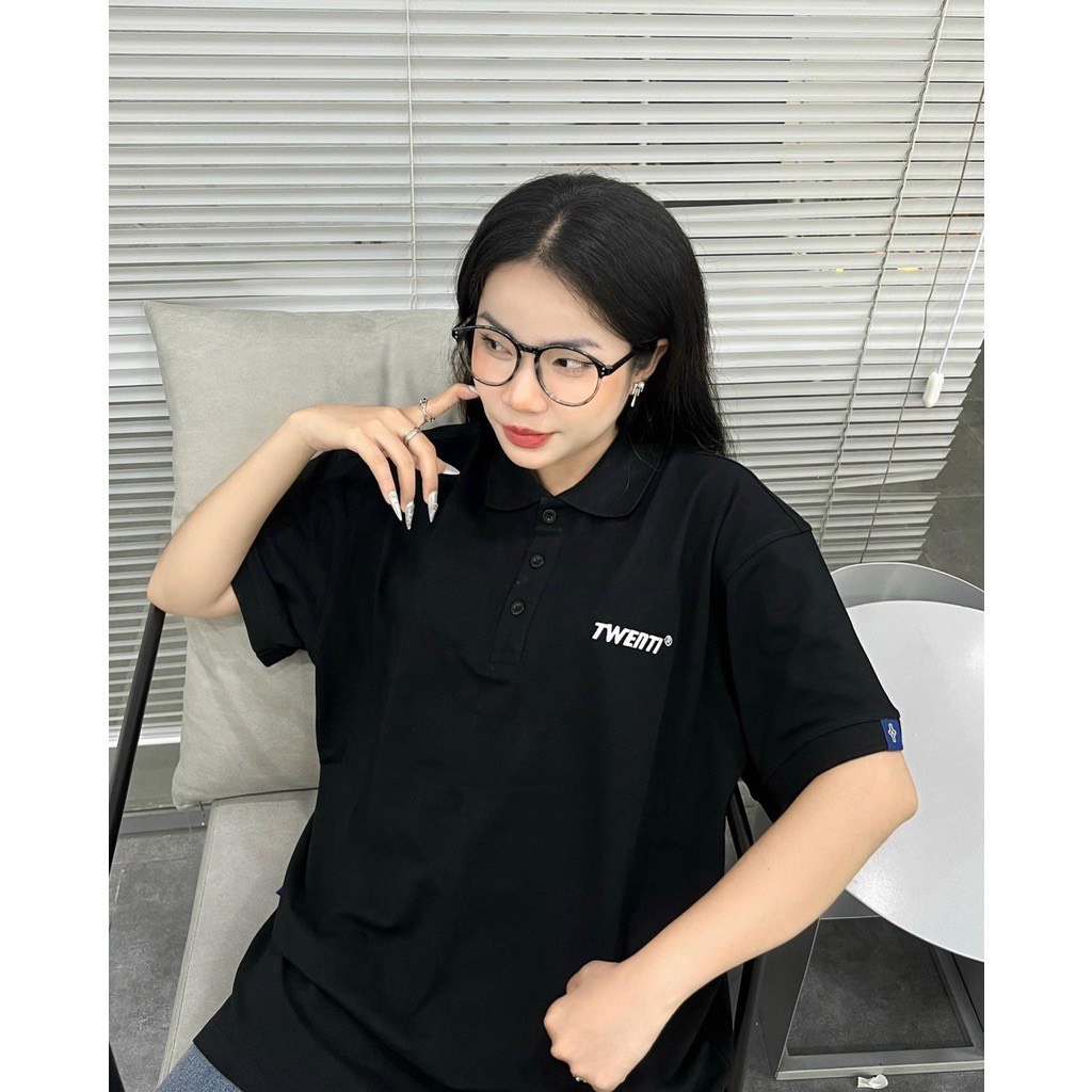 Áo Polo Twenti Stripe Black Nam Nữ Unisex Chất Cá Sấu
