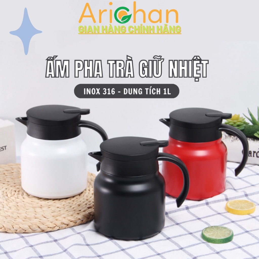 Ấm pha trà giữ nhiệt có lõi lọc trà, chất liệu inox 316 cao cấp dung tích 1000ml, ấm nước giữ nhiệt liên tục đến 12h