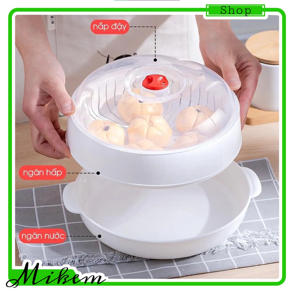 Bộ khay hấp lò vi sóng Việt Nhật (MS:5625) chịu nhiệt tốt - Bộ khay hấp lò vi sóng 2 tầng nấu ăn tiện lợi 01540