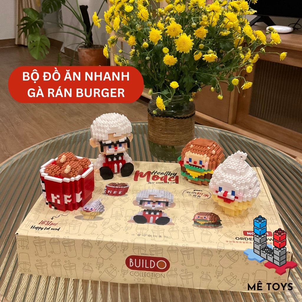 Bộ Đồ chơi Lắp Ráp Đồ Ăn Nhanh Gà Rán - Burger - Trà Sữa Mê Toys